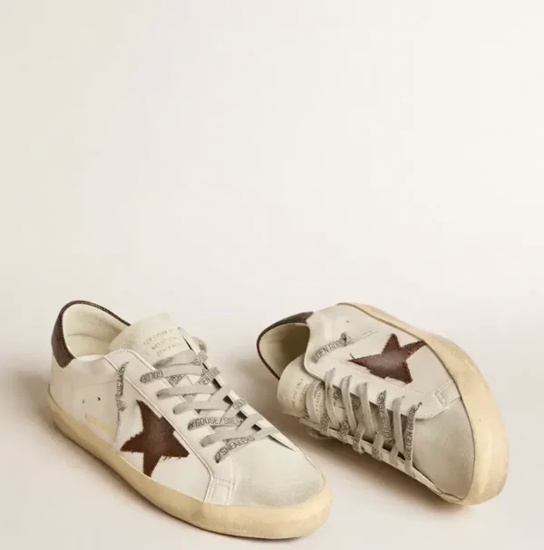 Super-Star bio-based con stella in canvas e talloncino in pelle marrone scuro - immagine 2